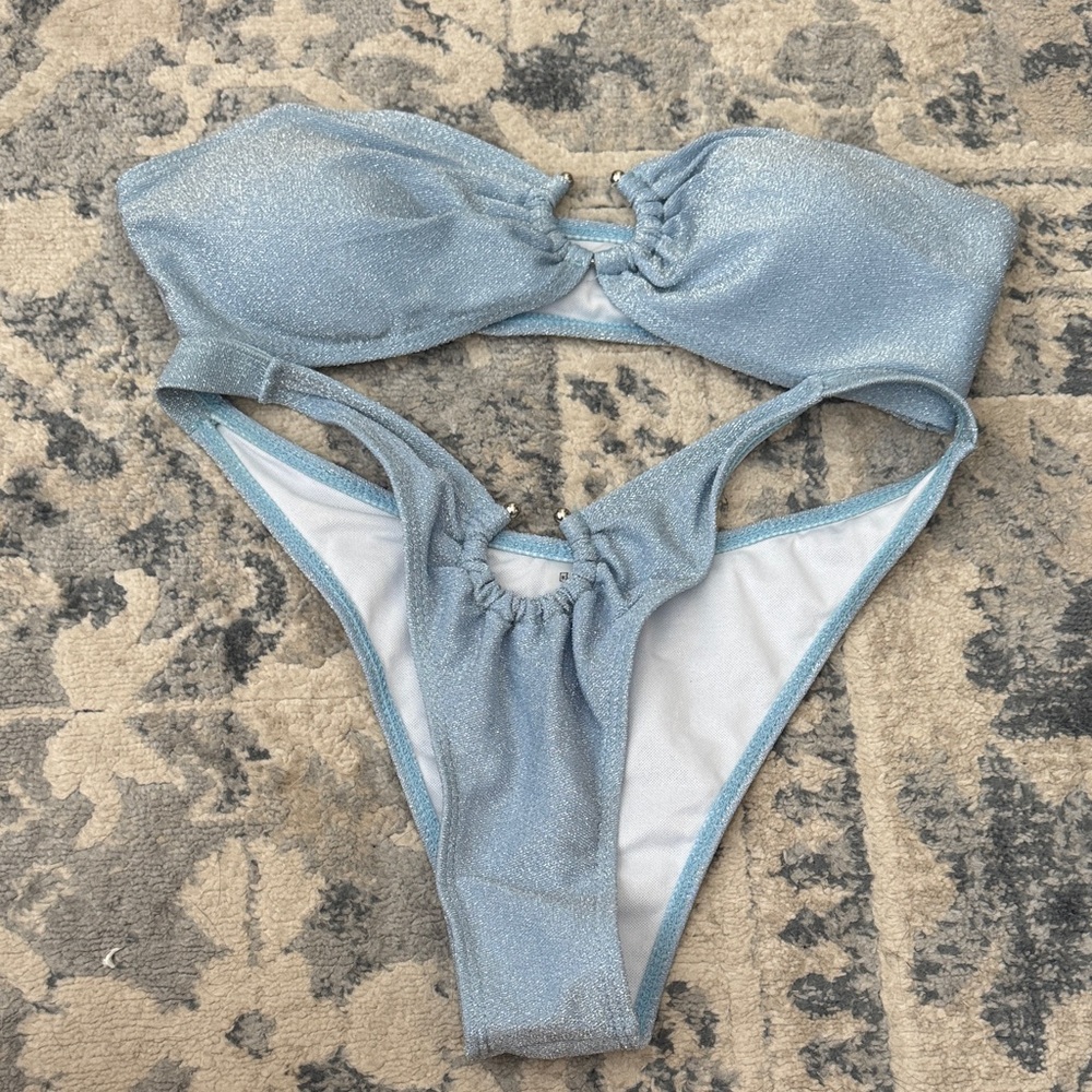 Shimmering Light Blue Bikini Set